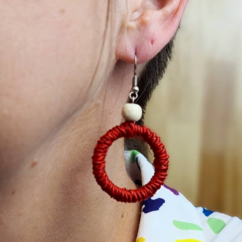 Ear Ring Round - RED